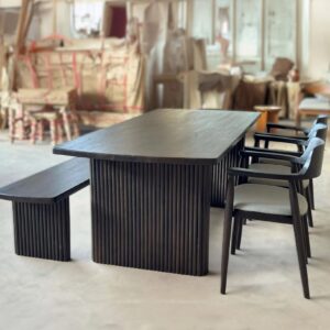 Set meja makan jati minimalis 3 kursi 1 bangku BHF-333