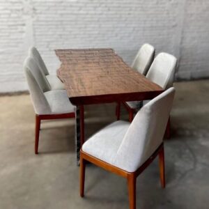 Set Kursi makan meja solid trembesi minimalis modern BHF-40